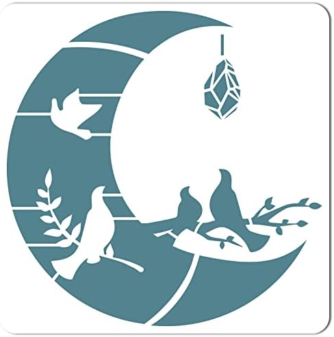 GORGECRAFT Large Rose Vines Stencil Flowers Stencils for Painting on Wood 12x12 Inch Reusable Floral Bird Plastic Decoration Template for Painting on Canvas Fabric Wall Furniture DIY Home Décor