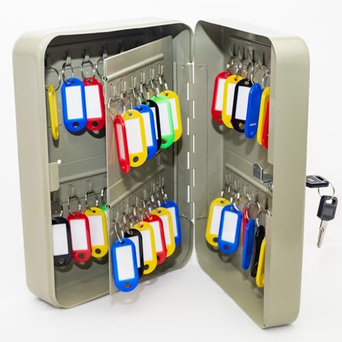 Porta Chaves Armário Organizador Claviculário Cinza Cofre Com Ganchos 48 Chaveiros