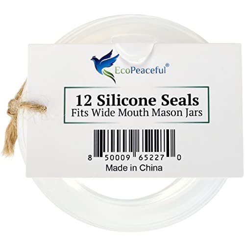 EcoPeaceful Stackable Lids for Mason Jar Wide Mouth (12, Wide Mouth (seals only))