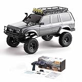 FCX18 FMS RC Crawler Toyota Cruiser LC80-1/18 Offroad Trucks 4X4 RC Rock Crawler with Portal Axles, LED Lights for Adults (Grey)