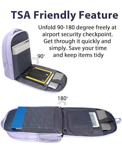 Image of MATEIN Extra Large Laptop Backpack for Women, 50 L TSA Carry On with Multiple Organized Pockets, Anti Theft Water Resistant Travel Laptop Backpack Fits 18.4 In Computer, Light Purple