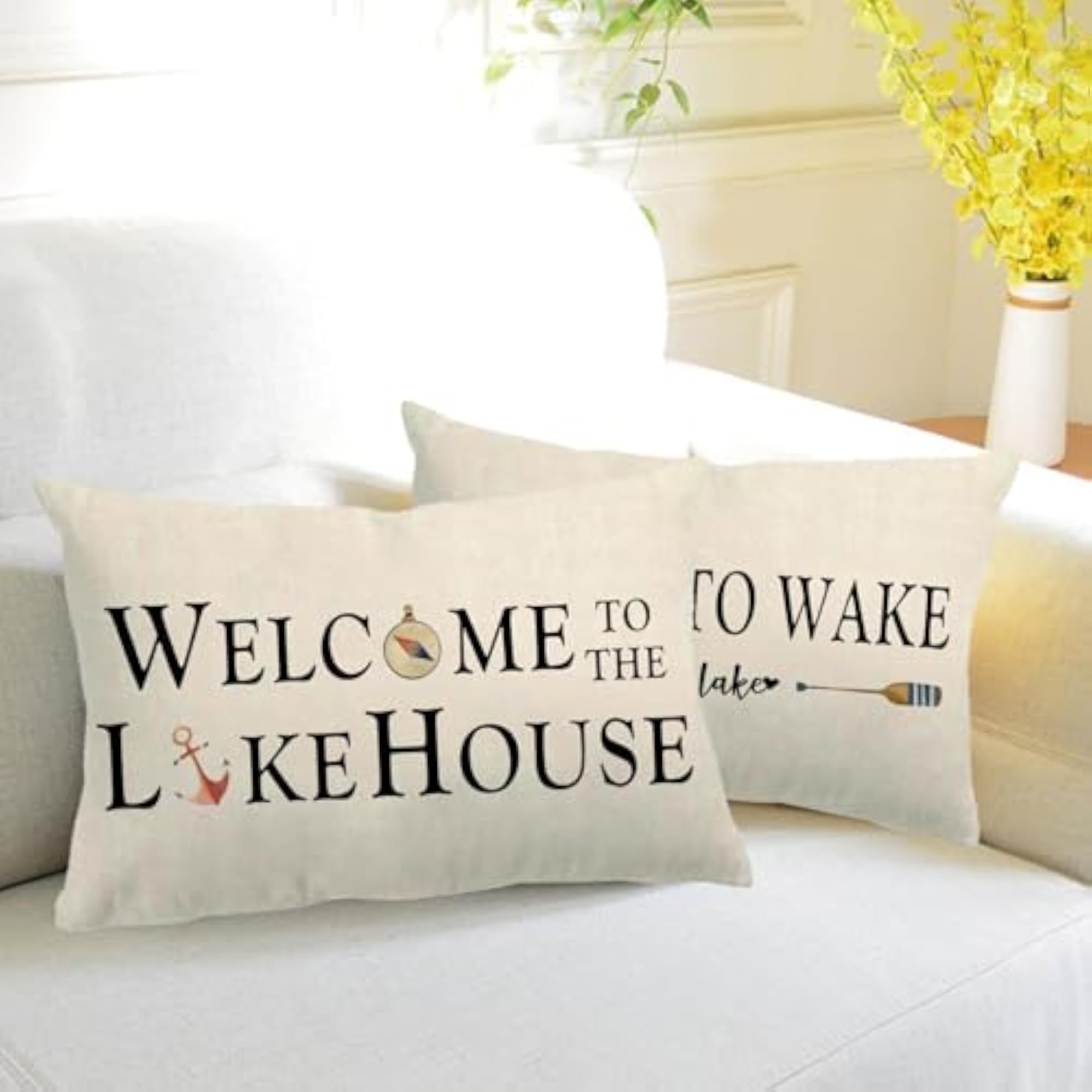 Lake House Decor Pillow Covers, Double-sided Printed