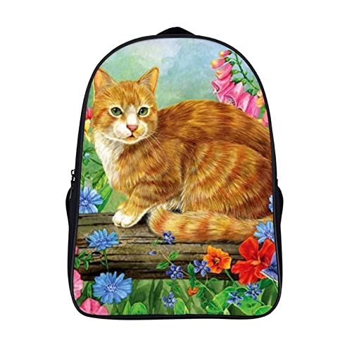 Sac à dos scolaire pour enfants chat 3D unisexe (40x28x16cm)