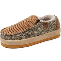 ONCAI Pantoufles Homme Confort fermé, Chaussons Peluche Intérieur Extérieur, Velours côtelé Pantoufles Maison en Caoutchouc Semelle de yoga Antidérapantes Mocassins Hiver Velours côtelé Kaki Taille 43