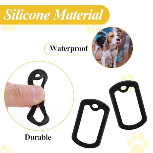 Aeaocvo 10 Stück Dog Tags Silicone, Hundemarke Silikon Schalldämmerung, Army Dog Tags mit 4 Ketten, Hund Erkennungsmarke