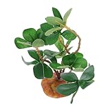 YARNOW 爬虫類タンク用リアルフェイクグリーン装飾植物 耐久性プラスチック製 映える鮮やかな色合い 爬虫類や魚の休憩スポットに 簡単取