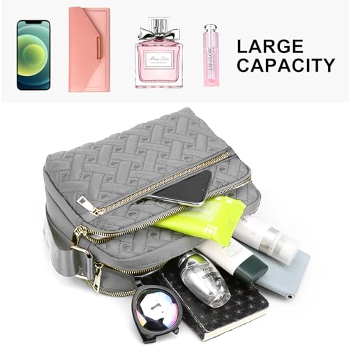 Image of Medium Nylon Crossbody Bags for Women Trendy Crossbody Purses Travel Large Cross Body Bag Quilted Purse