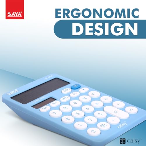Image of SAYA SY-C101 Ultra-Fast, Ultra-Light Desktop Calculator | Ergonomic Design | Perfect for Office, School, and Home Use | 3-Year Warranty | Sleek Blue Color for Style & Functionality.