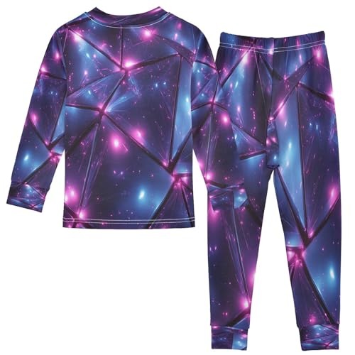 Pajama Sets Long Sleeve Blue and Pink Triangles Soft Comfy Sleepwear 2 Piece PJS 3-8T3