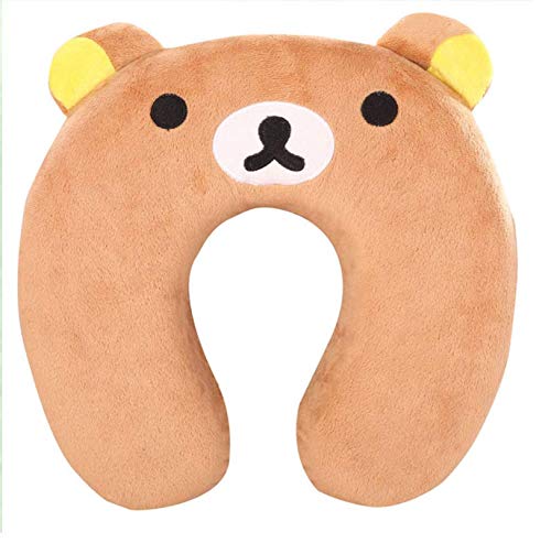 XYDRXY Almohada para Cuello En Forma De U Bordado De Oso Pardo Almohada para Cuello De Espuma con Memoria En Forma De U, Cuidado De La Salud Cervical Almohadas De Viaje De Rebote Lento Y Suave