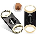 CIGARWONG Cigar Cutter Stainless Steel V-Cut Cigar Cutter Double Cut Blade Sharp with Gift Box
