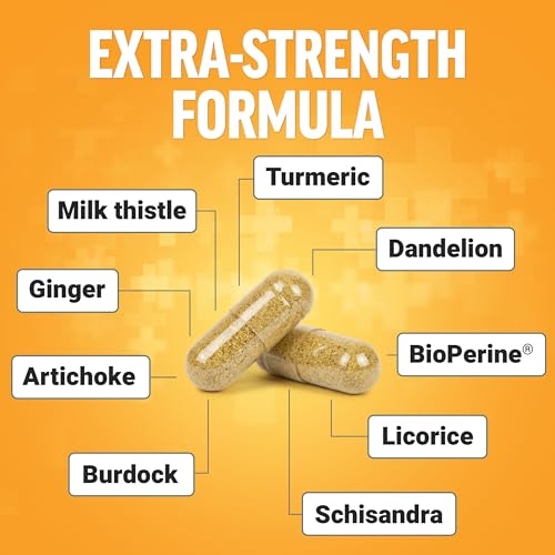 Image of Force Factor Liver Cleanse Detox & Repair, Extra-Strength Liver Support, Milk Thistle Std. to 80% Silymarin + Turmeric & Dandelion to Support Liver Health, Digestion & Immune Health, 60 Capsules