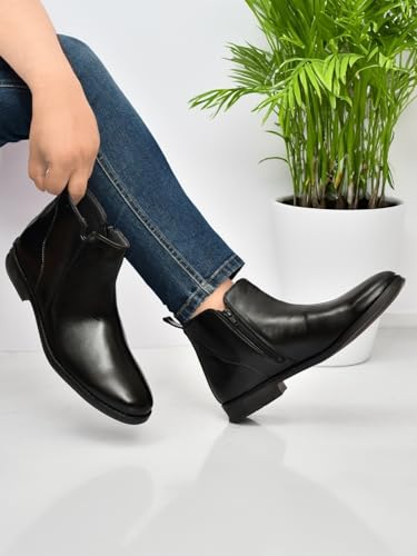 Image of SVpanther Men's Classic Tan Chelsea Boots | Genuine Leather | Slip-On Ankle Boots for Formal & Casual Wear