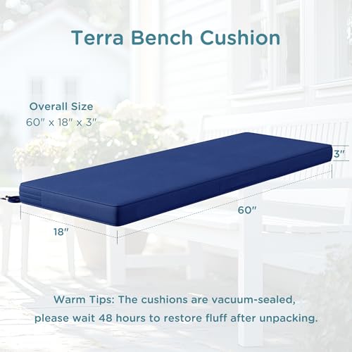Codi Outdoor Bench Cushion 60 inch, Double Waterproof Patio Furniture Cushions Replacement for Swing, Porch, Couch, 60x18x3'', Navy by Codi - Image 2