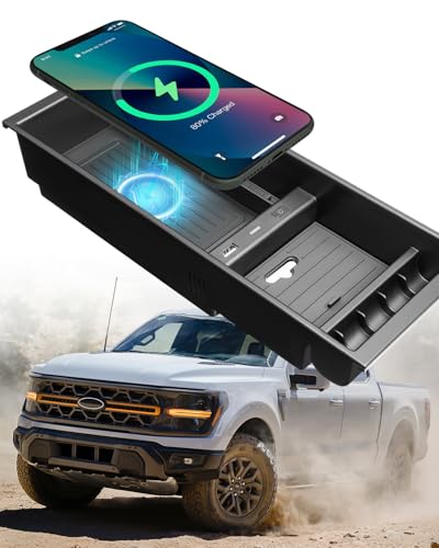 DiffCar&reg; for Ford F150 Wireless Charger 2009-2025, Center Console Organizer Box for F-150, Truck...
