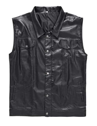 Image of Men's Zipper PU Faux Leather Sleeveless Waistcoat Motorcycle Biker Vest Jacket