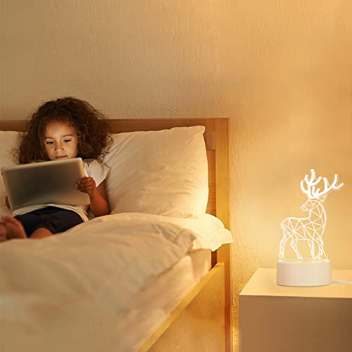 Cuicanshang Deer Illusion Lamp Night Light For Kids Led Table Lamp Night Lamp Bedroom Decoration Holiday Presents Birthday Gifts For Children Boys Girls #TOP4