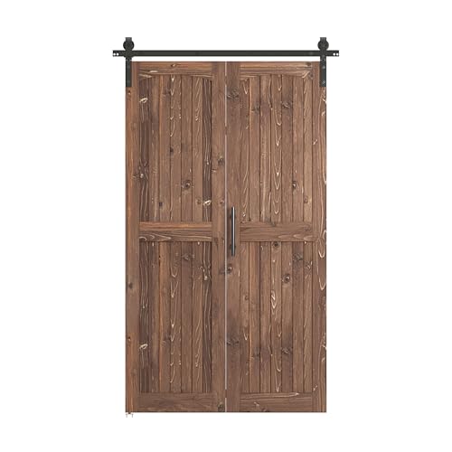 Coast Sequoia Assembled Arch Top 30in./36in./48in. x 84in. Knotty Pine Wood Unfinished Bi-Fold Door with Hardware Kit (Dark Walnut, 32in. x 84in.)