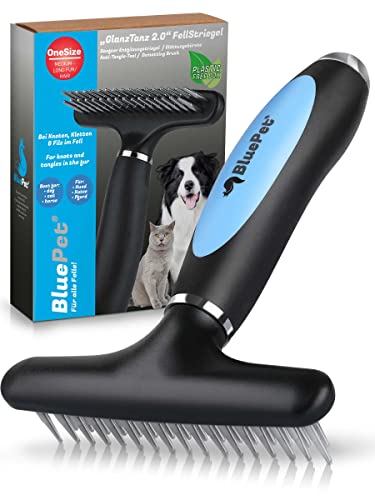 BluePet Étrille de Démêlage 2.0, Peigne Démêlage pour Chien & Chat à Poil Long, Brosse Toilettage pour Enlever Les Nœuds & Poils Morts, Râteau...