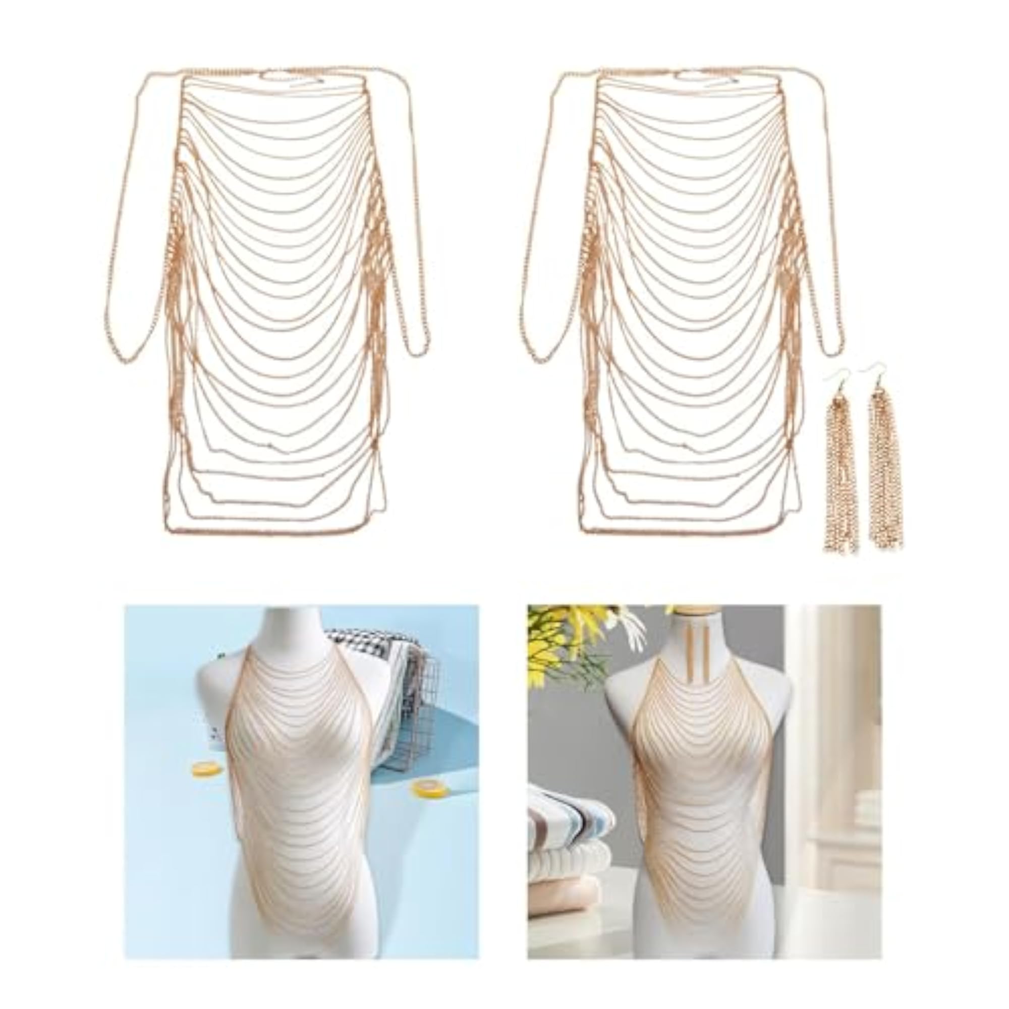 Women's Multi Layer Body Chain Harness, Fashion Accessory