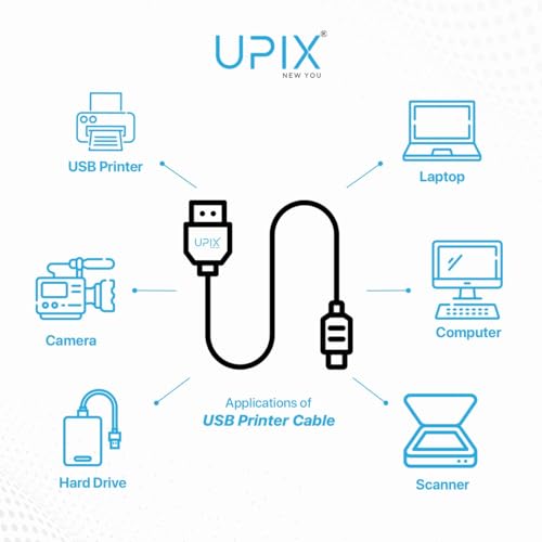 Image of Upix USB A Male to USB B Male Printer Cable 4.5 Meters (15 Feet) - White