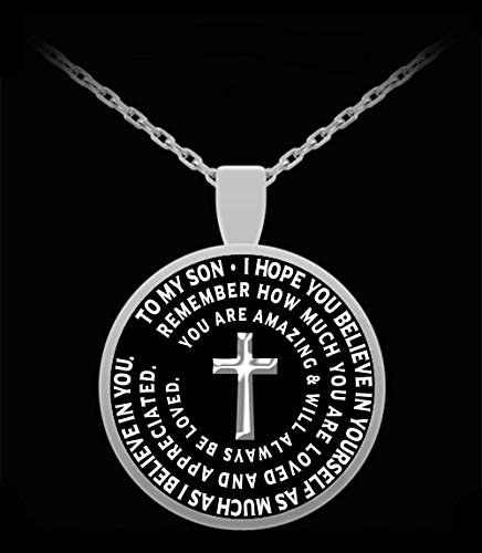 Cross Necklace for My Son - Personal Present Charm Pendant from Mom and Dad - Lovely Gift