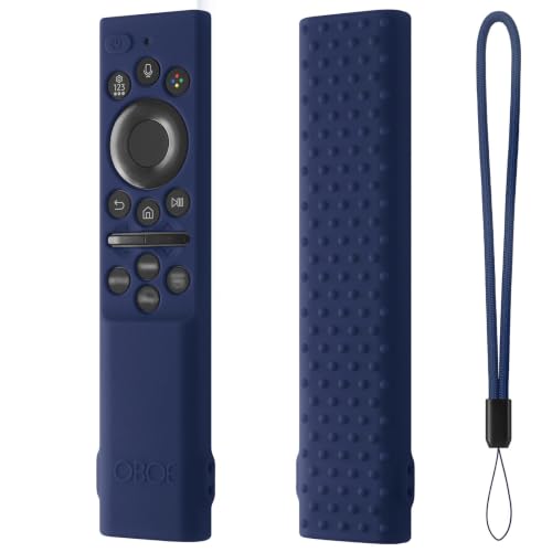 Image of Oboe Silicone TV Remote Cover for Samsung Smart TV BN59-01498A, Dark Blue | 2026 Model, Open Key Case, with Lanyard, Remote Not Included