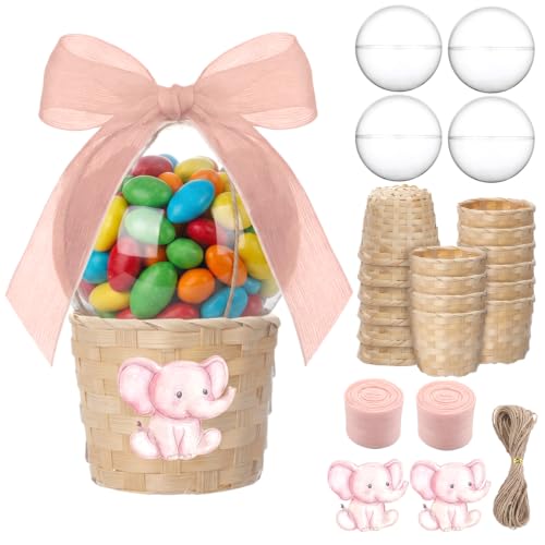 Mifoci 12 Set Hot Air Balloon Baby Shower Table Centerpieces Favors Pink Elephant Decorations Baby Shower DIY Candy Favors Box Gift Set for Birthday Gender Reveal Party Decor
