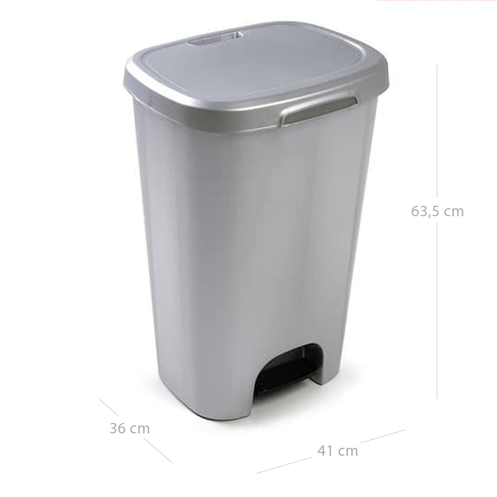 CABLEPELADO -Cubo de Basura con Apertura de Pedal 50 litros, para vivienda - Cubo Ligero y Resistente, Apto para reciclaje y almacenaje - PP - plástico, color gris