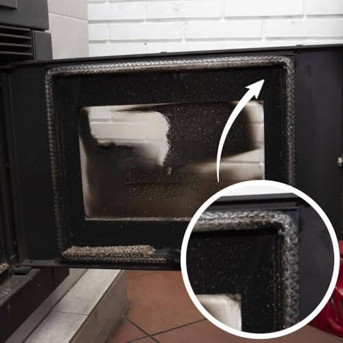 Norhogo Geflochtene Dichtung für Kamineinsatz und Ofen, 8 mm x 3 m Glasfaserdichtung mit 4 Streifen, feuerfeste Dichtung, Dichtung für Kamineinsatz für Holzofen, Kamin, Wärme