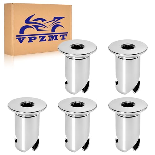 VPZMT .500 Grip 7/16 Aluminum Dzus Button Flush Allen Head Quarter Turn Dzus Fasteners (5-Pack) (Chrome)