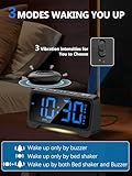 Mesqool Alarm Clock for Heavy Sleepers with Bed Shaker - Loud Vibrating Digital Alarm Clock for Deaf, 5 Dimmer & Volume, Dual Alarms, USB Powered, Snooze, 12/24H, Blue LED Display, Night Light - Image 4