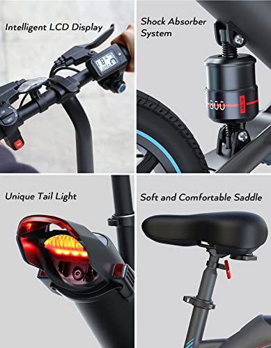 Sailnovo Electric Bicycle, 14'' Electric Bike For Adults And Teenagers With 18.6Mph Waterproof Folding Electric Bike With Removable 36V 10.4Ah Lithium-Ion Battery Throttle & Pedal Assist #TOP3