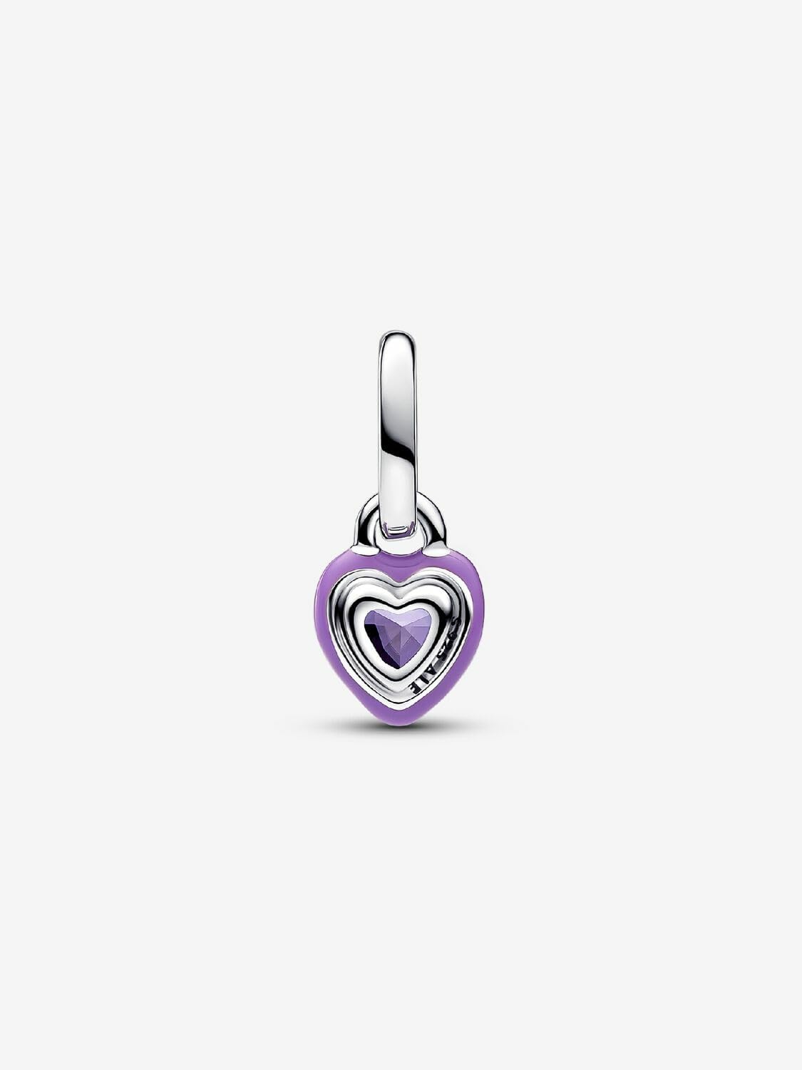 PANDORA Me Purple Chakra Heart Mini Dangle Charm - Sterling Silver Charm with Man-Made Crystal & Enamel - Gift for Women - Includes Gift Box