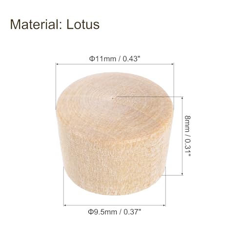 Image of uxcell 76Pcs Wood Button Plugs, 9.5mm /0.37 inch Flat Head Hardwood Screw Hole Plug Wooden Caps Buttons Wood Plug for Furniture Woodworking Craft Decor (11mm x 9.5mm)