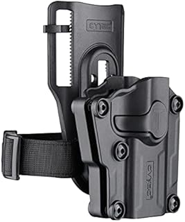 Universal OWB Holster with Low Ride Belt Loop - Compact & Full Size Pistol Carrier | Index Finger Released | Adjustable Cant | Autolock | Outside Waistband Carry | Matte Finish Black -Right Handed