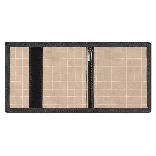 Brown Hand Drawn Grid Print Wallet for Men, 8 Credit Card Holder Slim Minimalist Front Pocket Small Mens Bifold Wallets3