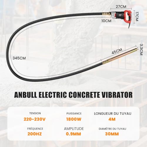 Anbull Vibreur à béton 1800W 4m 5500 tr/min 35 mm – vue 5