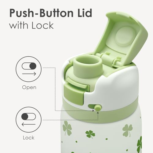 Image of Shamrock Insulated Stainless Steel Water Bottle with Straw for Sports and Travel, 32oz, Gifts for Irish Women Girls Friends Teens Birthday Christmas St Patricks Day