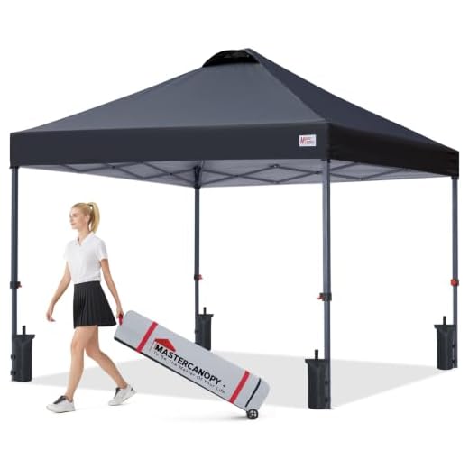 MASTERCANOPY Durable Ez Pop-up Canopy Tent with Roller Bag (10x10, Black)