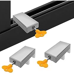 Alarma Ventana Corredera Pack de 2 cerraduras correderas para ventanas,bloqueo de seguridad para marco de puerta de aleación de aluminio con llave,seguridad para niños antirrobo