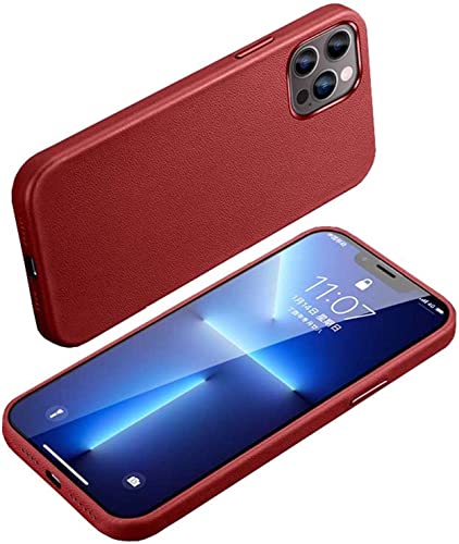 Protection cuir iPhone 14 Pro rouge anti-choc et anti-rayure