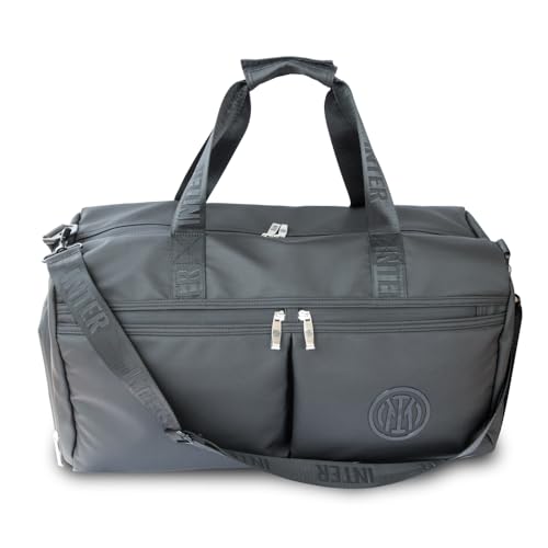 Official INTER F.C. Unisex Adults Black Zipper Duffle Bag, 5 cm x 29 cm x 25 cm