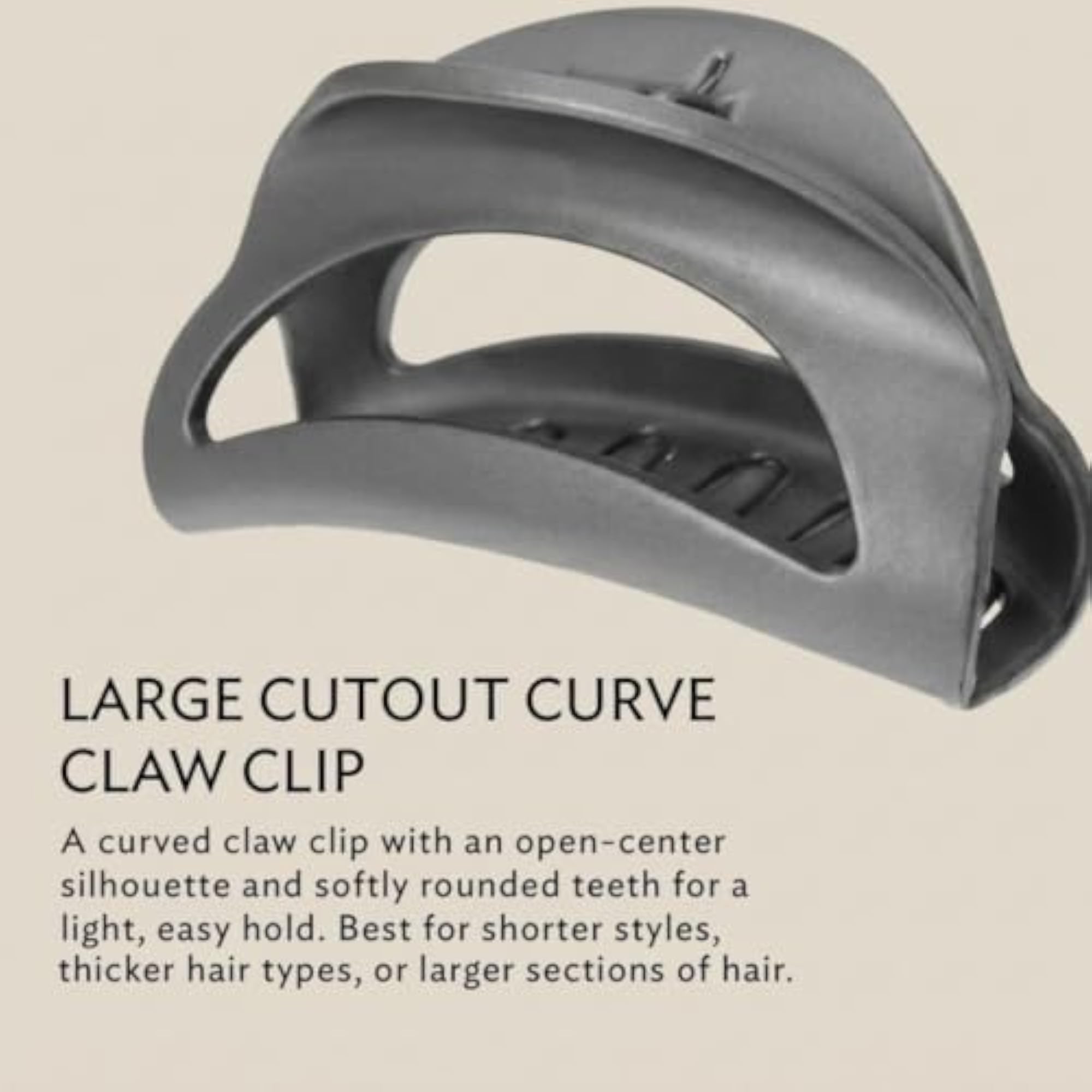 Matte Graphite Large Cutout Curve Jaw Hair Clip