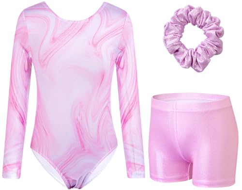 Justaucorps de gymnastique dégradé anti-frottement avec short et bandeau assortis