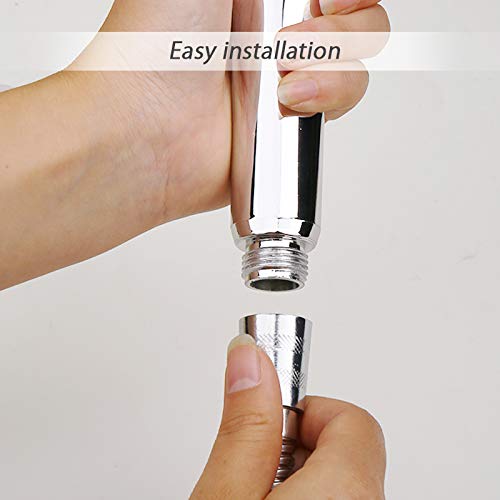 Tinton Life High Pressure Shower Head With On/Off Pause Button Adjustable Spray Flow Water Saving Handheld Showerhead Detachable Cleanable Silver #TOP6