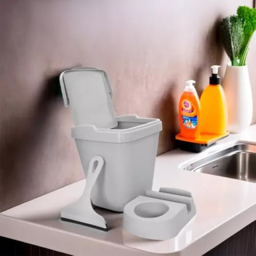 Kit Elegance Para Pia De Cozinha Com 3 Itens Na Cor Branco Gelo Com Lixeira, Rodinho E Organizador P