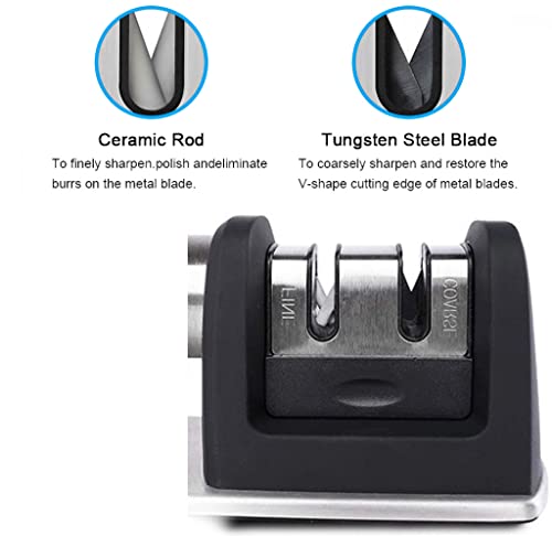 Andill 2 Stage Tabletop Kitchen Knife Sharpener, Premium Kitchen Knife Sharpener, Manual Knife Sharpeners, Stainless Steel, Repair, Restore, Polish Blades, Kitchen Appliances #TOP5