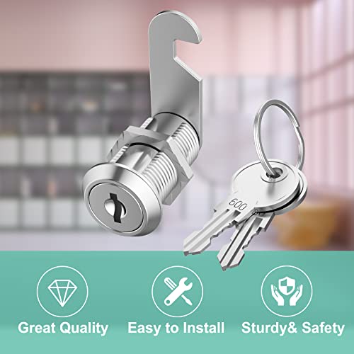 8 Pack Premium Cabinet Cam Locks, Keyed Alike 1-1/8 Inch Cam Lock Set, Secure Files Drawers Mailbox Rv Camper Door Tool Box, Zinc Alloy #TOP2