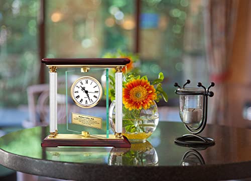 Etched Table Desk Clock Gold Etching Personalization Shelf Clock Employee Service Retirement Recognition Wedding Anniversary Appreciation Gift Birthday Present Diamond #TOP4